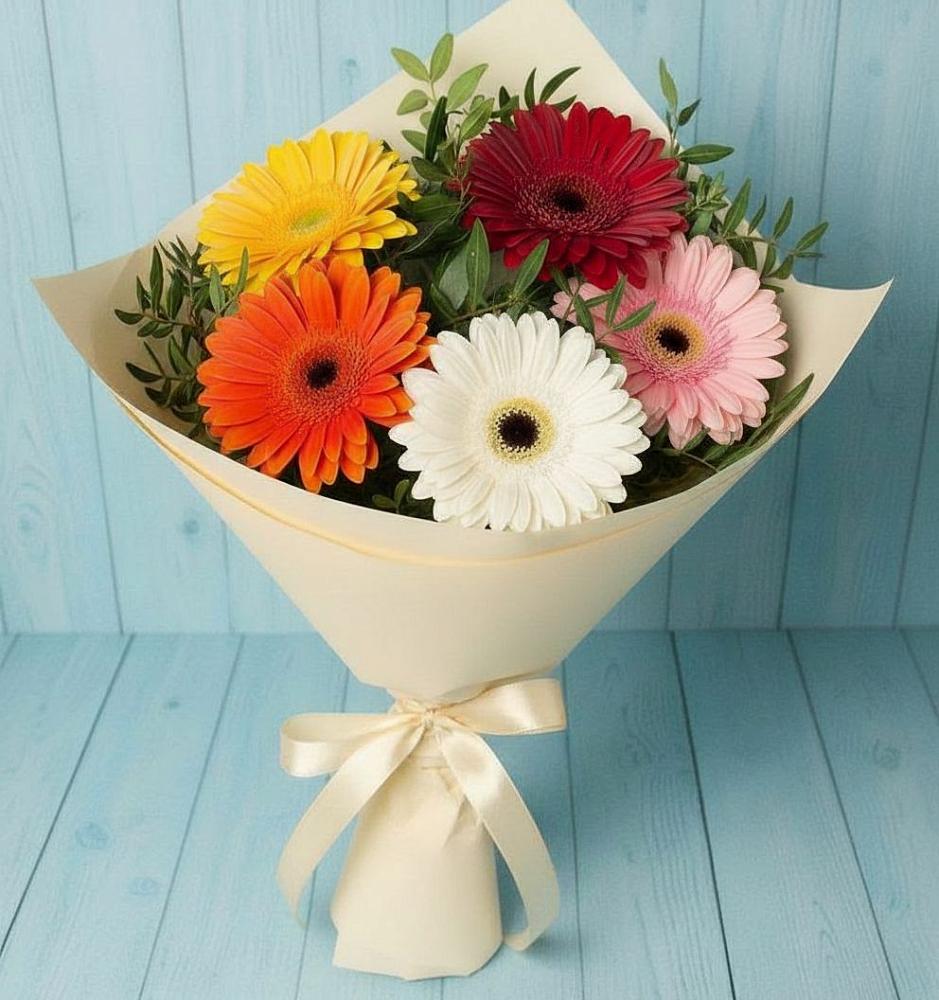 Букет цветов из: Герберы в Ханской