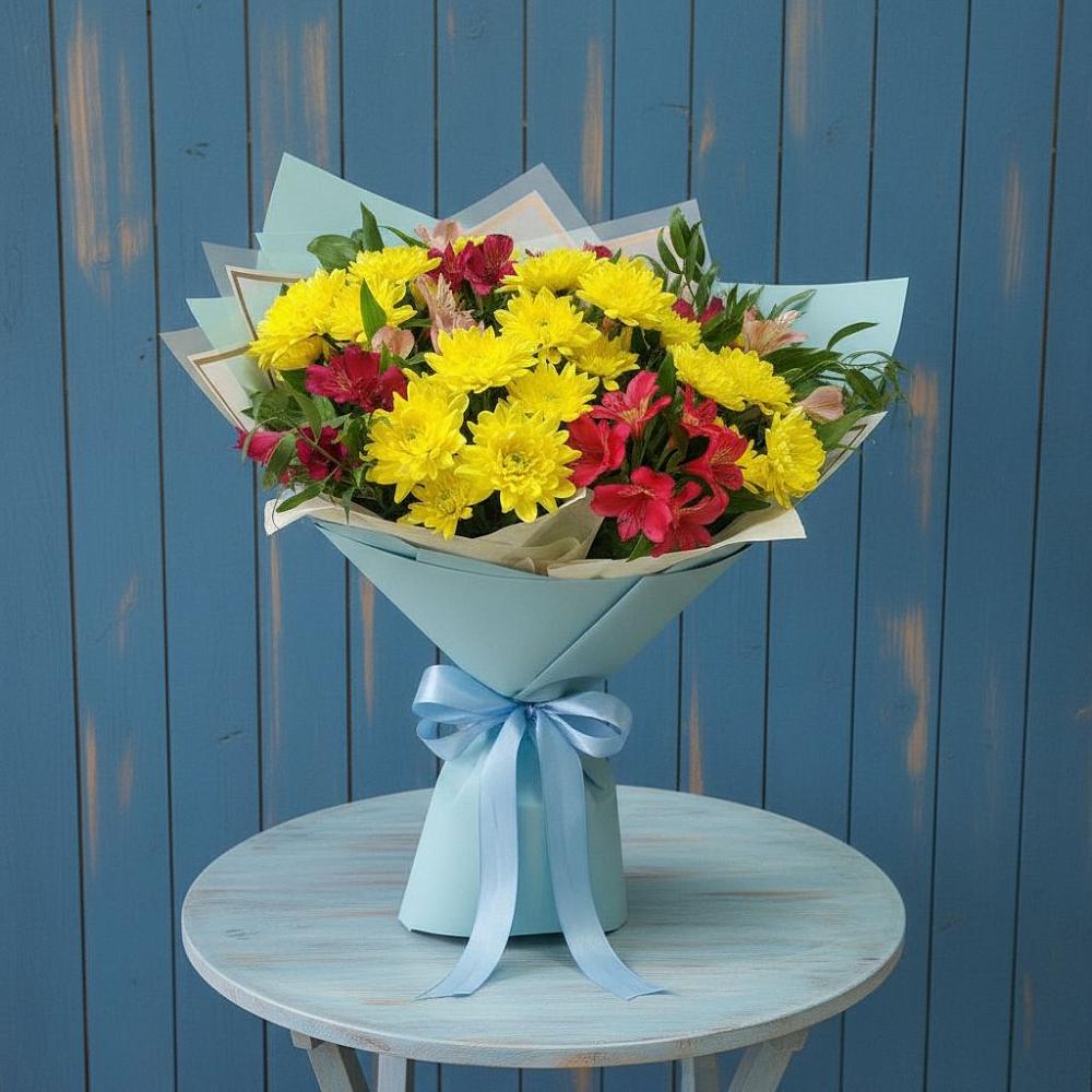 Букет цветов из: Альстромерии и Хризантемы в Ханской