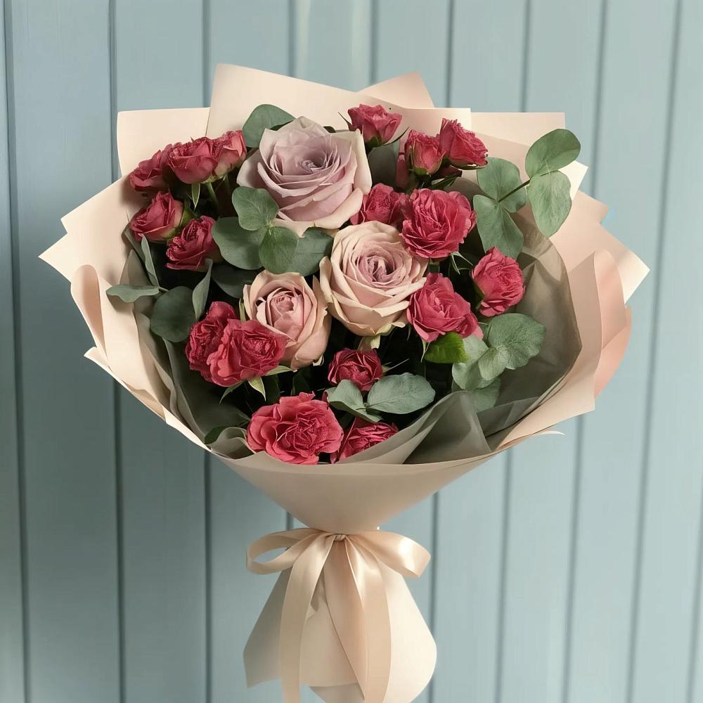 Букет цветов из: Гвоздики и Розы в Ханской