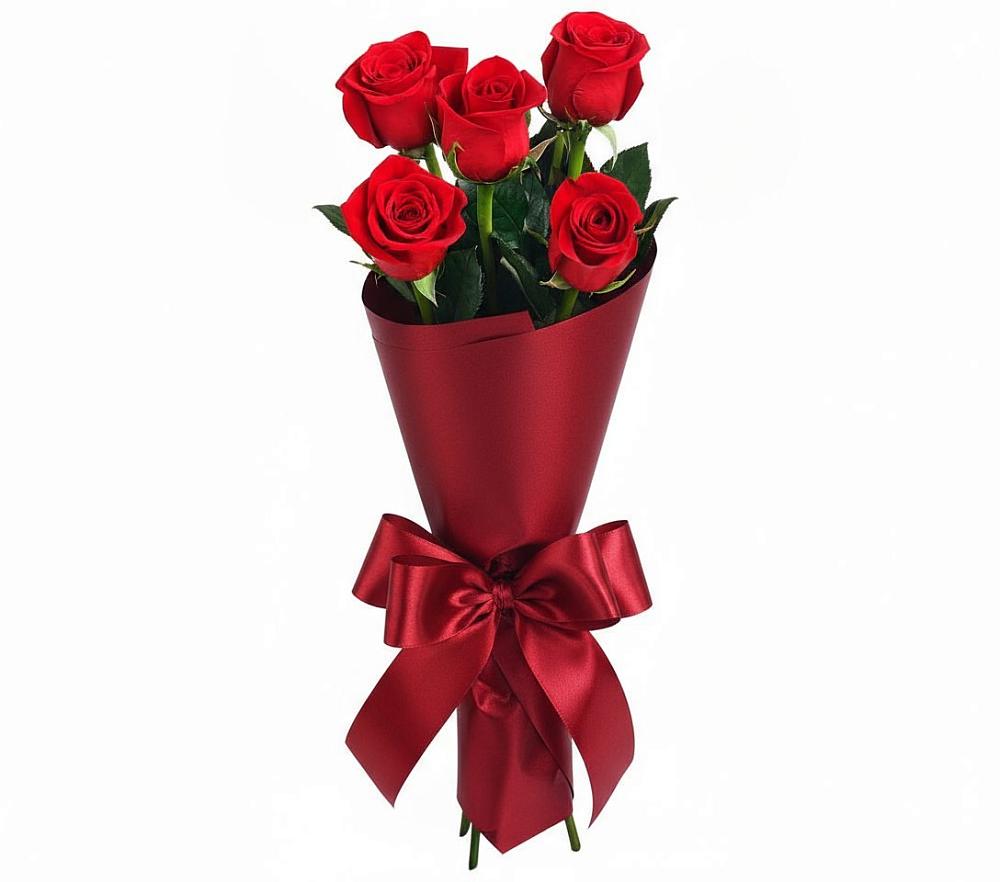 Букет 5 Красных роз Эдлесс Лав в Ханской