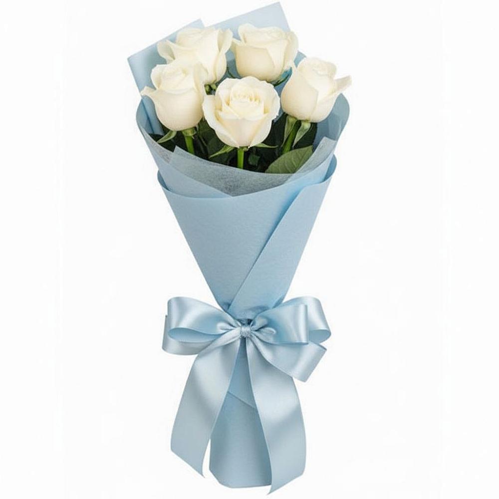 Букет 5 Белых роз Проуд в Ханской