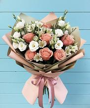 Букет цветов из:  Розы, Альстромерии и Лизиантусы #REPLACE_PRED# Ханской