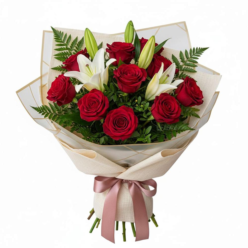 Букет цветов из: Лилии и Розы в Ханской