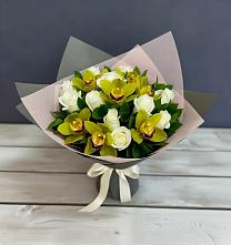 Букет цветов из:  Орхидеи и Розы в Ханской