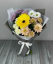 Букет цветов из:  Розы, Герберы и Хризантемы в Ханской