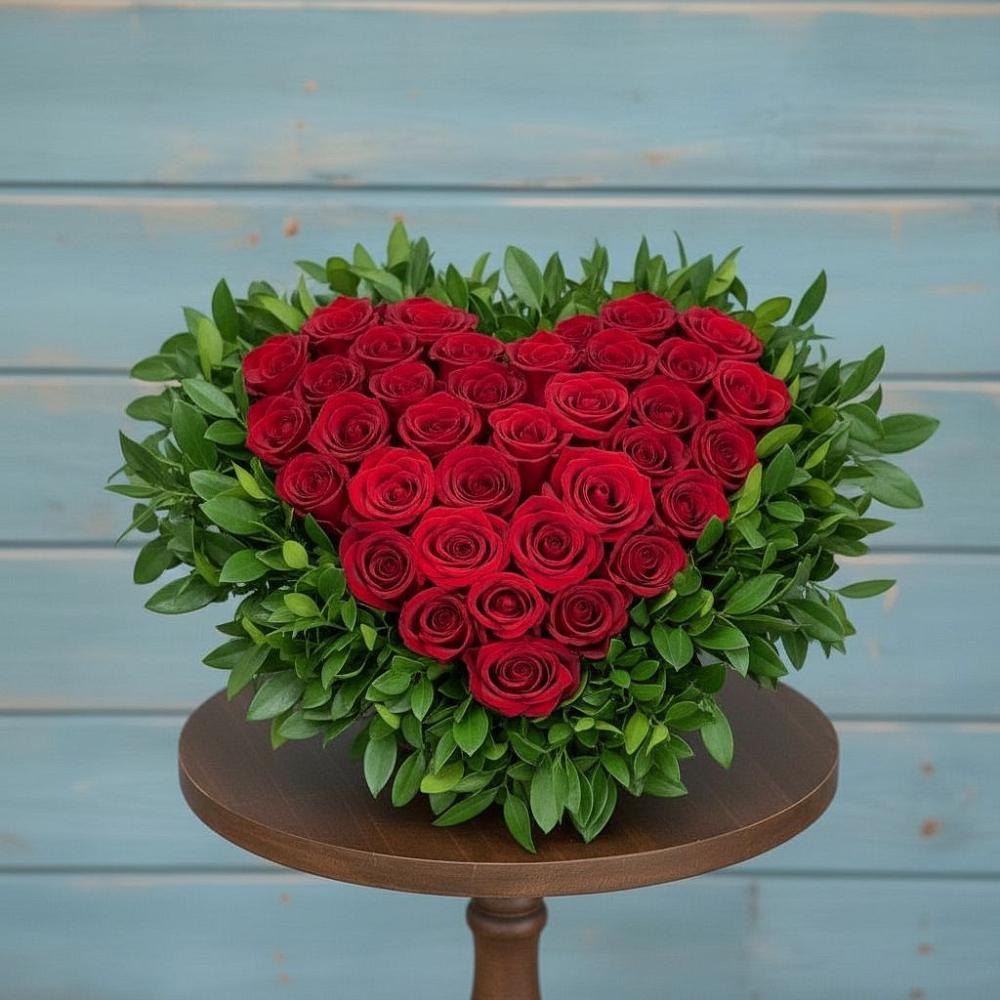 Цветочная композиция из Розы в виде сердца в Ханской