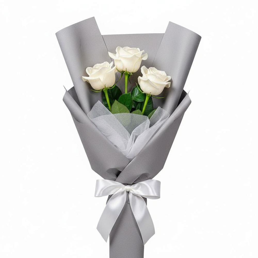 Букет 3 белые розы в Ханской