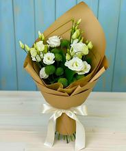 Букет цветов из:  Хризантемы и Лизиантусы #REPLACE_PRED# Ханской