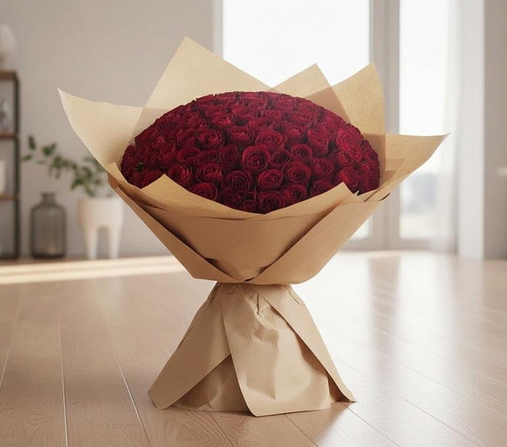 Букет 101 Красная роза в Ханской